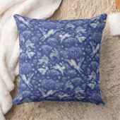 ヘアーズスノーフィールドホワイトウサギ冬のパターンブルー クッション (ブランケット)