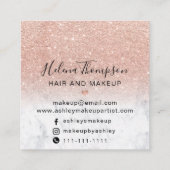 ヘア化粧バラ金ゴールドグリッター大理石ソーシャルメディア スクエア名刺 (裏面)