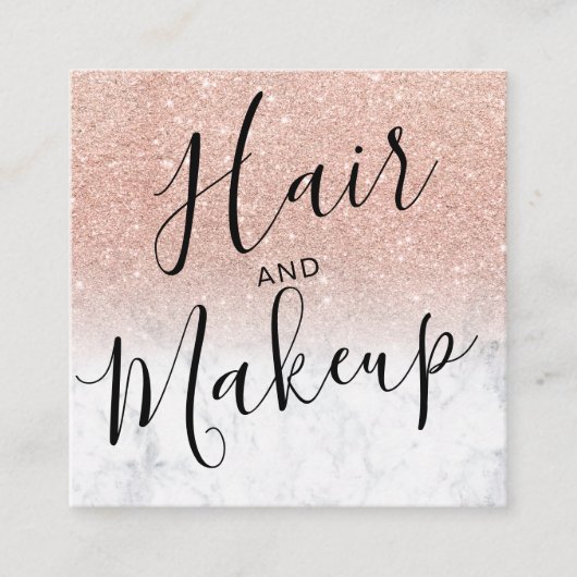 ヘア化粧バラ金ゴールドグリッター大理石ソーシャルメディア スクエア名刺 (正面)