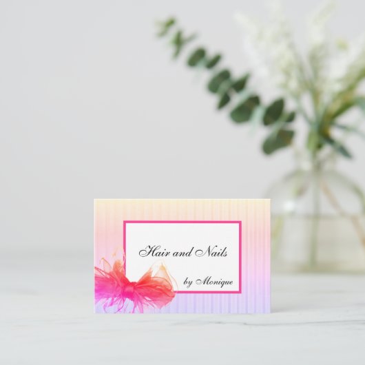 ヘア化粧美しいデザインフレームビッグボウ 名刺 (スタンド正面)