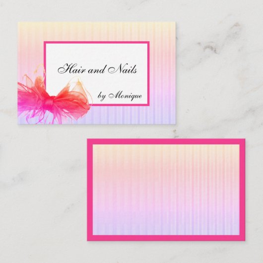 ヘア化粧美しいデザインフレームビッグボウ 名刺 (正面/裏面)