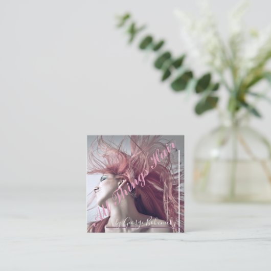 ヘア吹美容師名刺 スクエア名刺 (スタンド正面)