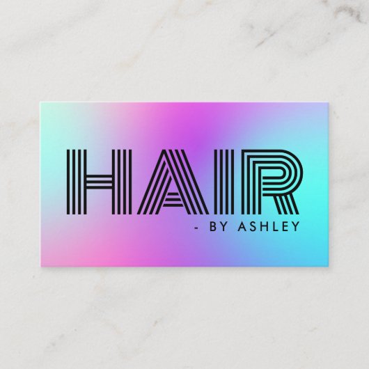 ヘア気にプロフェッショナルモダンネオンピンク&ブルー 名刺 (正面)