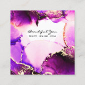 *~*ヘア爪、 ネイルが点滅紫のマゼンタ金ゴールド霊気 スクエア名刺 (正面)
