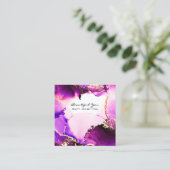 *~*ヘア爪、 ネイルが点滅紫のマゼンタ金ゴールド霊気 スクエア名刺 (スタンド正面)