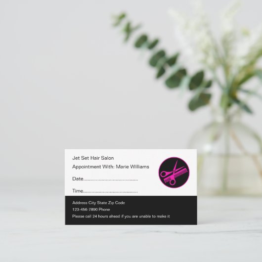 ヘア美しいサロンアポイントメント名刺 予約カード (スタンド正面)