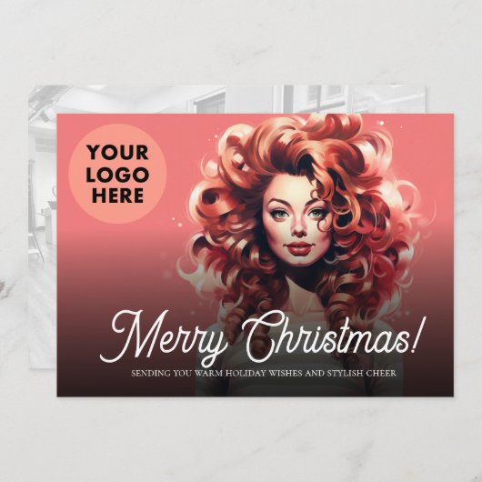 ヘア美しいサロンクライアントのビジネスクリスマス シーズンカード (正面/裏面)