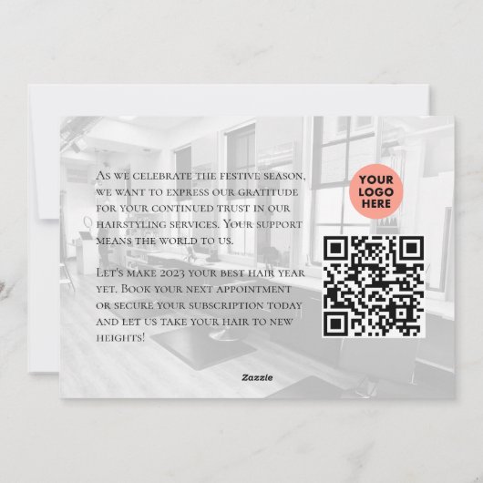 ヘア美しいサロンクライアントのビジネスクリスマス シーズンカード (裏面)