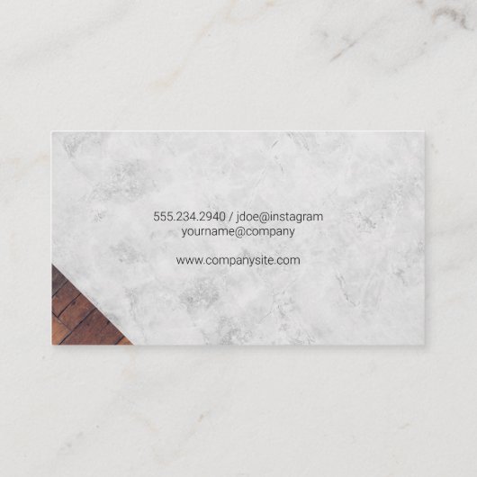 ヘア美しいサロンロゴ | 大理石および木材 名刺 (裏面)