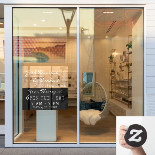 ヘア美しいサロン開いたウィンドウの標識 ウィンドウサイン (店舗窓)