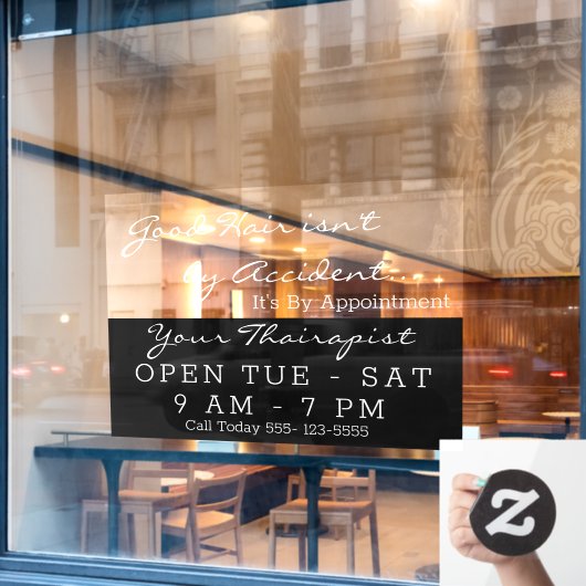 ヘア美しいサロン開いたウィンドウの標識 ウィンドウサイン (カフェ窓)