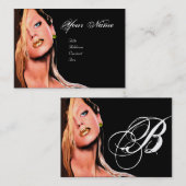 ヘア美しいメイクアップアーティスト化粧品モノグラムブラック 名刺 (正面/裏面)