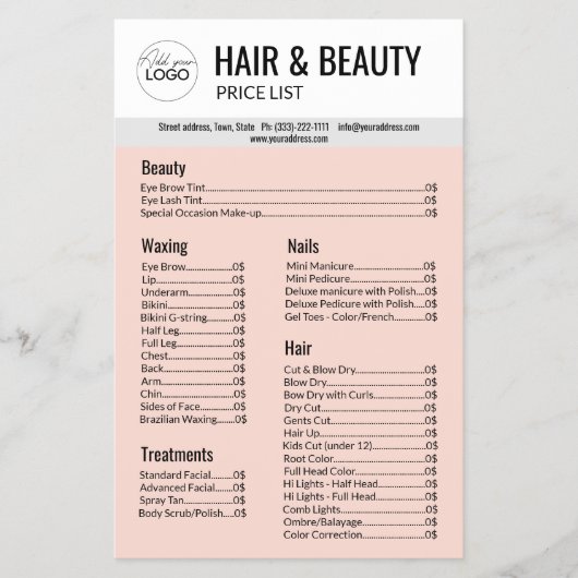 ヘア美しい体ワックスマニキュアペディキュアピンクグレー チラシ (正面)