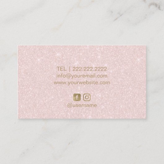 ヘア&まつげエクステンションサロン赤面ピンクグリッター 名刺 (裏面)