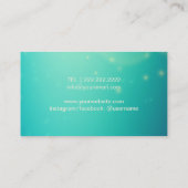 ヘア&まつげエクステンションモダン金ゴールド&ティール（緑がかった色）サロン 名刺 (裏面)