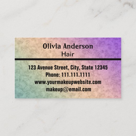 ヘア、スタイリストパーソナライズされた、 名刺 (裏面)