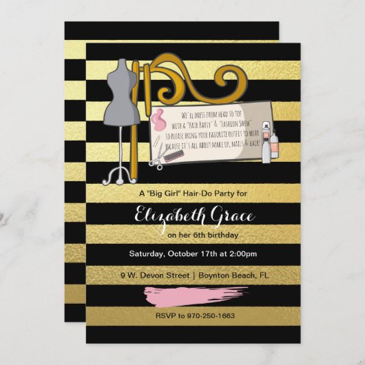 ヘア/ファッション表示パーティの招待状 招待状 (正面/裏面)