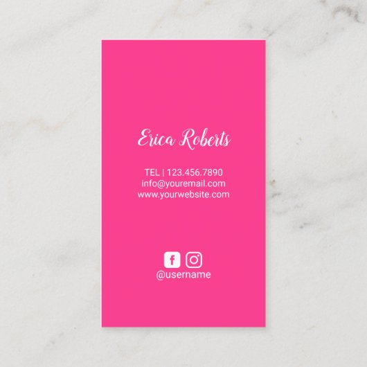 ヘア&メイクアップアーティストガール&ピンクの口紅ステイン 名刺 (裏面)