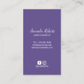 ヘア&メイクアップアーティストバイオレットショートヘアカットの女の子 名刺 (裏面)