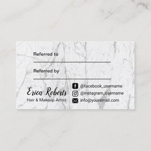 ヘア&メイクアップアーティストマーブルモダンサロン紹介 紹介カード (裏面)