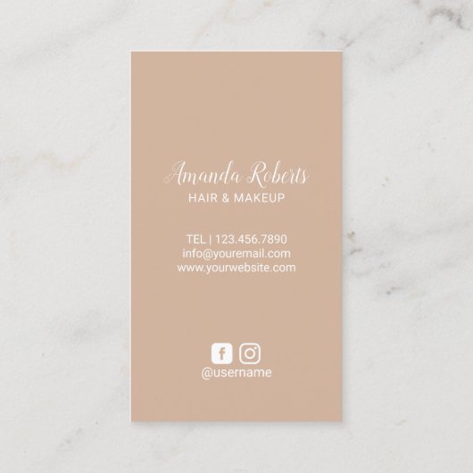 ヘア&メイクアップアーティストモダンショートヘアカット少女 名刺 (裏面)