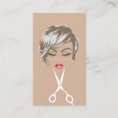 ヘア&メイクアップアーティストモダンショートヘアカット少女 名刺 (正面)