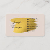 ヘア&メイクアップアーティスト金ゴールドソーシャルメディアのアイコン 名刺 (裏面)