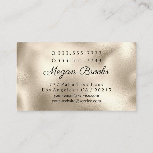 ヘア&メイクアップアーティスト、写真、金ゴールド、Vs 2 名刺 (裏面)