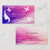 ヘア&メイクアップガールモダン蝶美しいサロン 名刺 (正面/裏面)