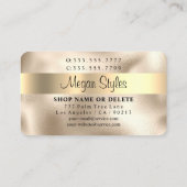 ヘア&メイクアップサロン、あなたの写真、金ゴールド上の金ゴールド 名刺 (裏面)