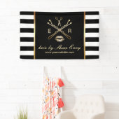 ヘア&メイクアップ美しいサロンのロゴモダンストライプ 横断幕 (インサイチュ)