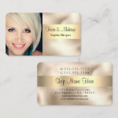 ヘア&メイクアップ、ブラック文字、写真、金ゴールド、Vs 4 名刺 (正面/裏面)