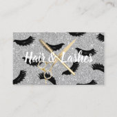 ヘア&ラッシュスタイリストシルバーグリッター美しいサロン 名刺 (正面)