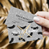 ヘア&ラッシュスタイリストシルバーグリッター美しいサロン 名刺