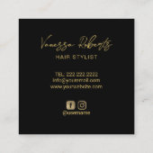 ヘア&ラッシュスタイリストボタニカル金ゴールド美しいサロン スクエア名刺 (裏面)