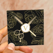 ヘア&ラッシュスタイリストボタニカル金ゴールド美しいサロン スクエア名刺