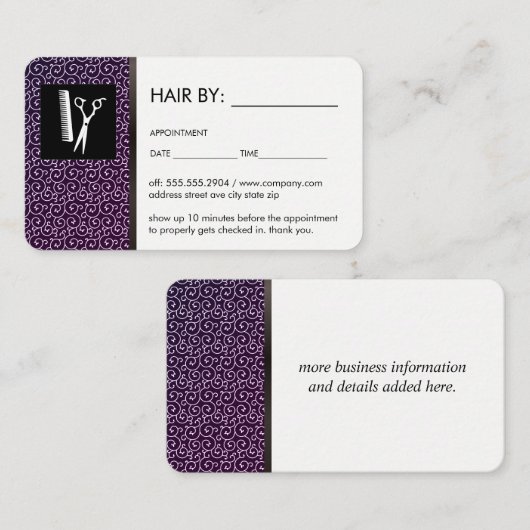 ヘア 予約カード (正面/裏面)