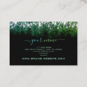 ヘア&化粧スタイリスト発光ティール(緑がかった色)グリッターGlam 名刺 (裏面)