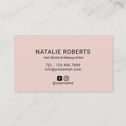 ヘア&化粧美しいサロンティール（緑がかった色）&ピンクタイポグラフィ 名刺 (裏面)