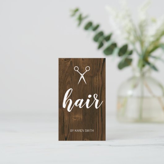 ヘア |木目 名刺 (スタンド正面)