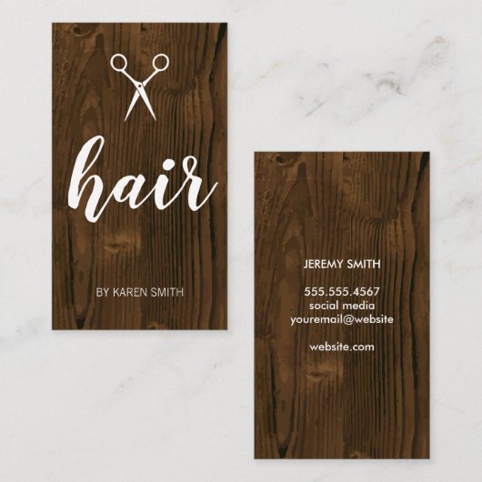ヘア |木目 名刺 (正面/裏面)