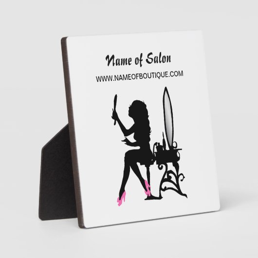 ヘア&美しいサロンピンク&ブラック女の子らしい女の子 フォトプラーク (正面)