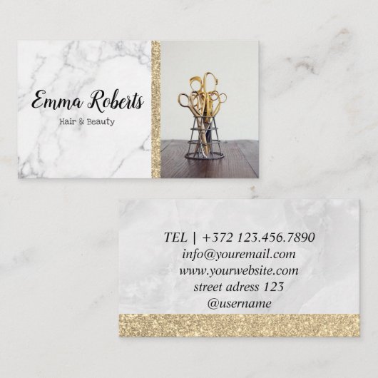 ヘア&美しいスペシャリストサロン美容師理容師 名刺 (正面/裏面)