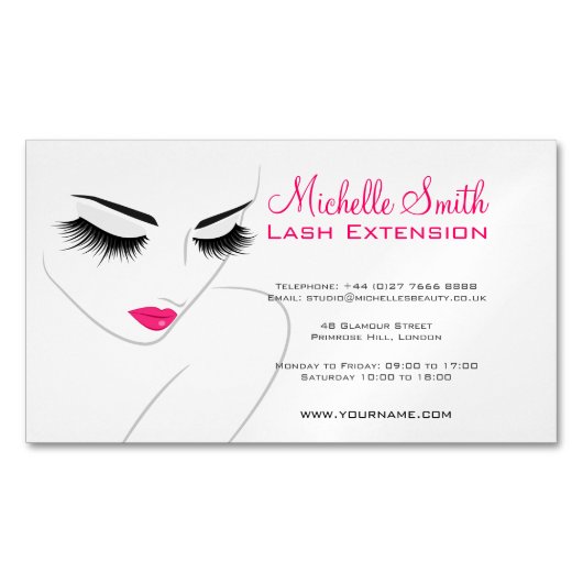 ヘア&美しいラッシュエクステンション会社ブランディング マグネット名刺 (正面)