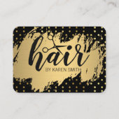 ヘア/金ゴールドブラシ/水玉模様 名刺 (正面)