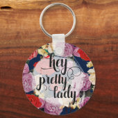 ヘイかわいらしレディードラマチックヴィンテージ水色バラ キーホルダー (正面)