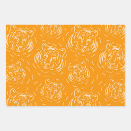 ヘイそこに虎のパターンのトリオ包装紙シート ラッピングペーパーシート