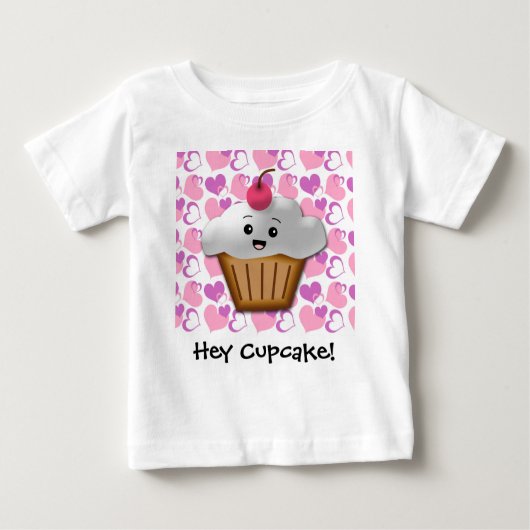 ヘイカップケーキキュートかわいいベビー ベビーTシャツ (正面)