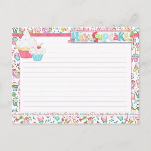 ヘイカップケーキリビングザスウィートライフレシピはがき ポストカード (正面)