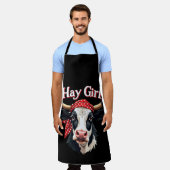 ヘイガール農家おもしろい牛カウファームラバーズ エプロン (着用した状態)